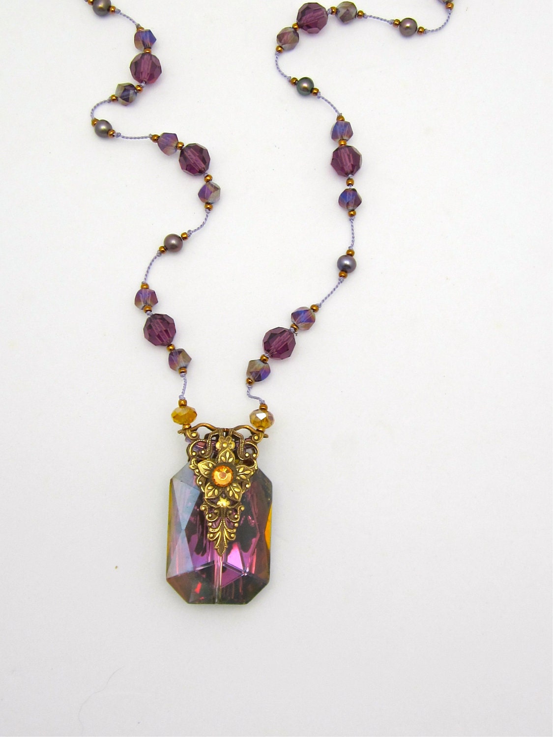 Purple Crystal Necklace - Swarovski Purple Crystals