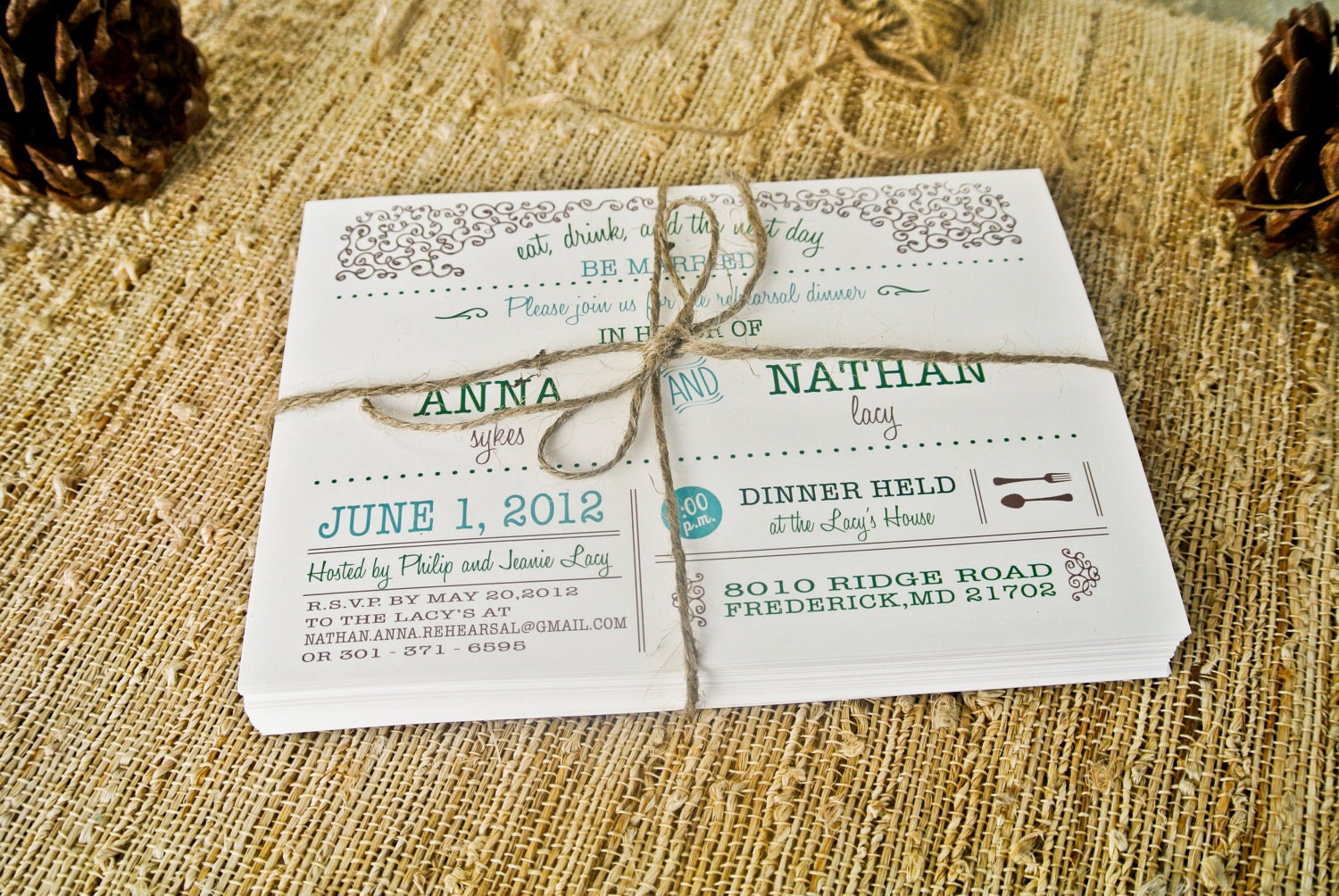 Wedding Rehearsal Dinner Invitation : Rustic Garden Invitation
