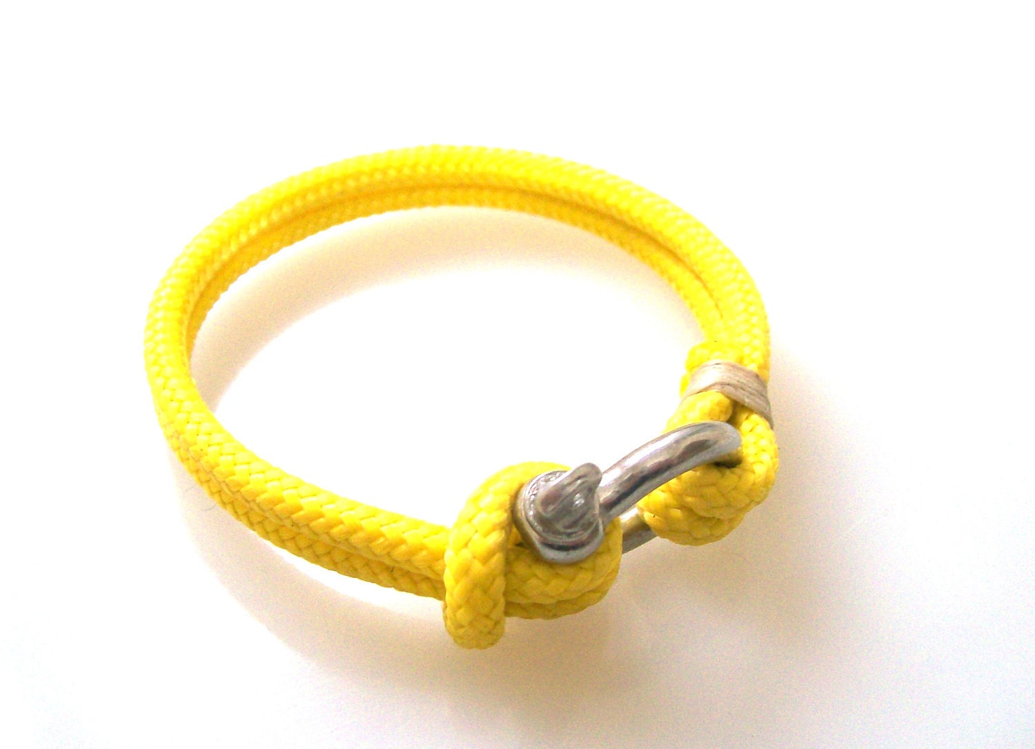 Nautical Sailing Bracelet  Stainless steel  Shackle -Rope Bracelet- Paracord Bracelet- Yellow