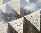 Cream Wedding garland, ivory lace bunting, vintage decoration
