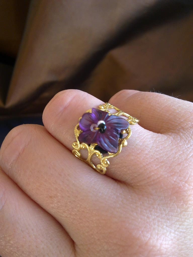 SALE - Pansy Fancy Ring - Steampunk Victoriana costume jewellery