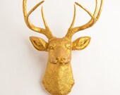 White Faux Taxidermy - Faux Deer Mount - The Franklin - Gold Resin Deer Head- Stag Resin Gold Faux Taxidermy- Chic & Trendy