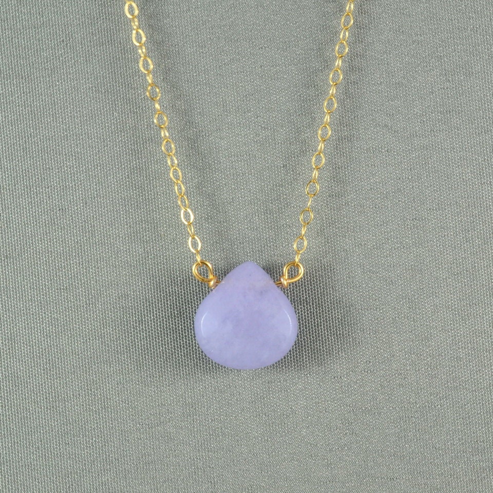 Beautiful Lavender Jade Heart Necklace, Jade Stone, 14K Gold Filled Chain, also in Sterling Silver