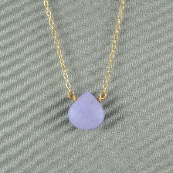 Beautiful Lavender Jade Heart Necklace, Jade Stone, 14K Gold Filled Chain, also in Sterling Silver