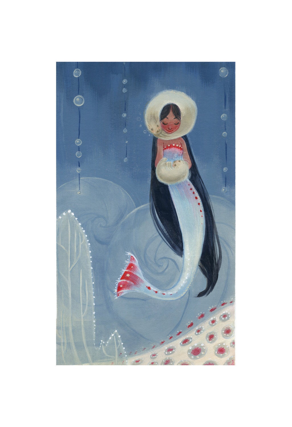 Winter Mermaid MEDIUM 13x19 Art Print