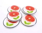 6 Handmade Buttons. Peach Flower Buttons.  Sewing Buttons 3/4" or 20 mm round.