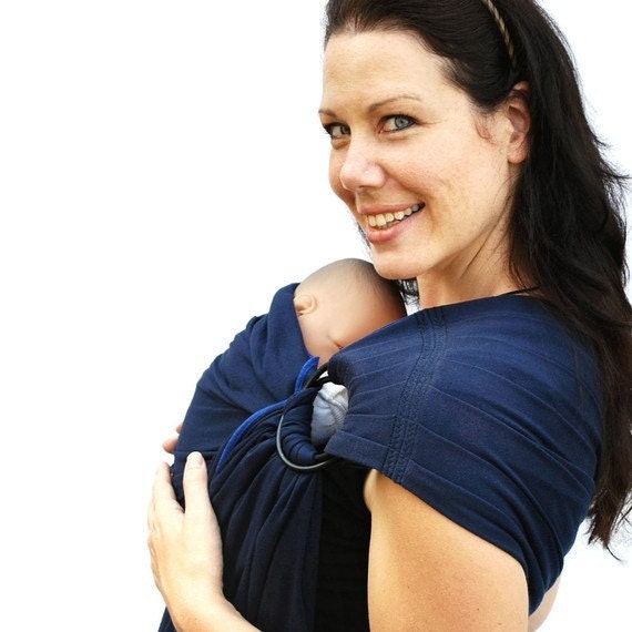 Newborn Baby Carrier Ring Sling BabySoft stretch in Navy - See my shop for Many Colors/Styles - Made to Order