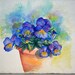 Viola Flowers Watercolor - Purple Pansies in Clay - Fine Art Home Decor - watercolor giclee print