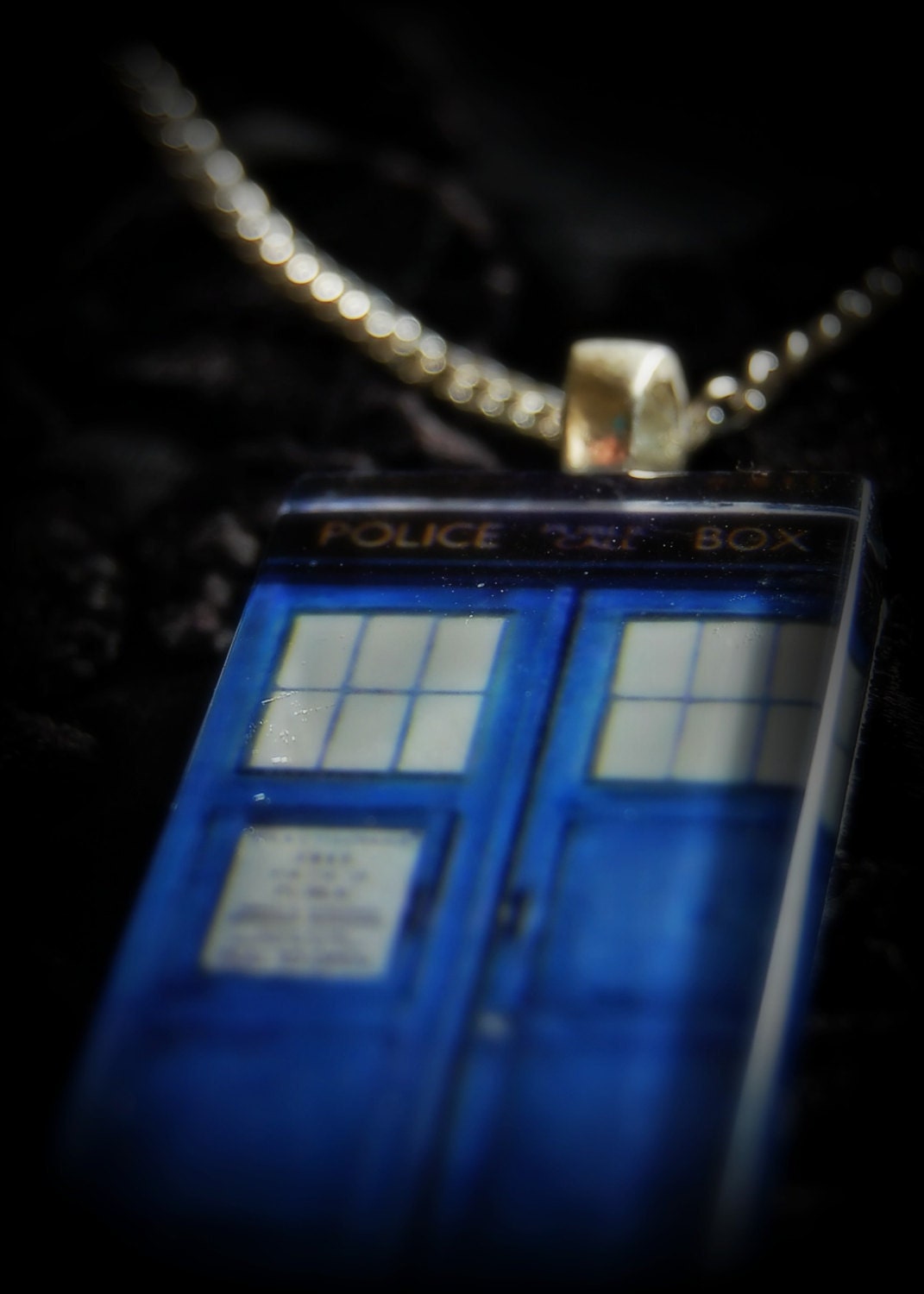 Tardis - Dr Who Necklace, Police Box Glass Necklace, Sci Fi David Tennat, Blue Box
