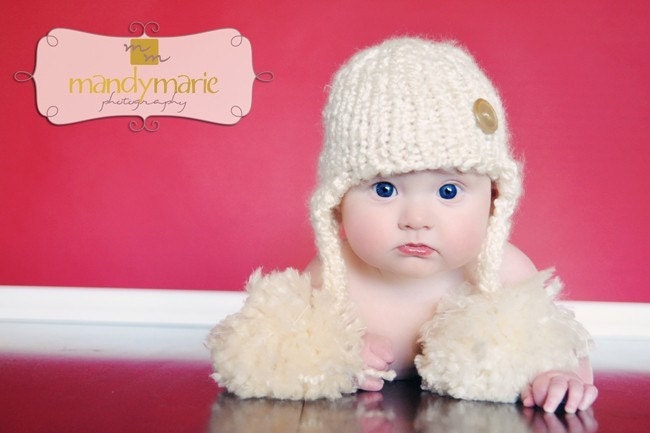Little Knit Ear Flap Hat with Tassle for Baby, Adorable Photography Prop, Choose Your Color