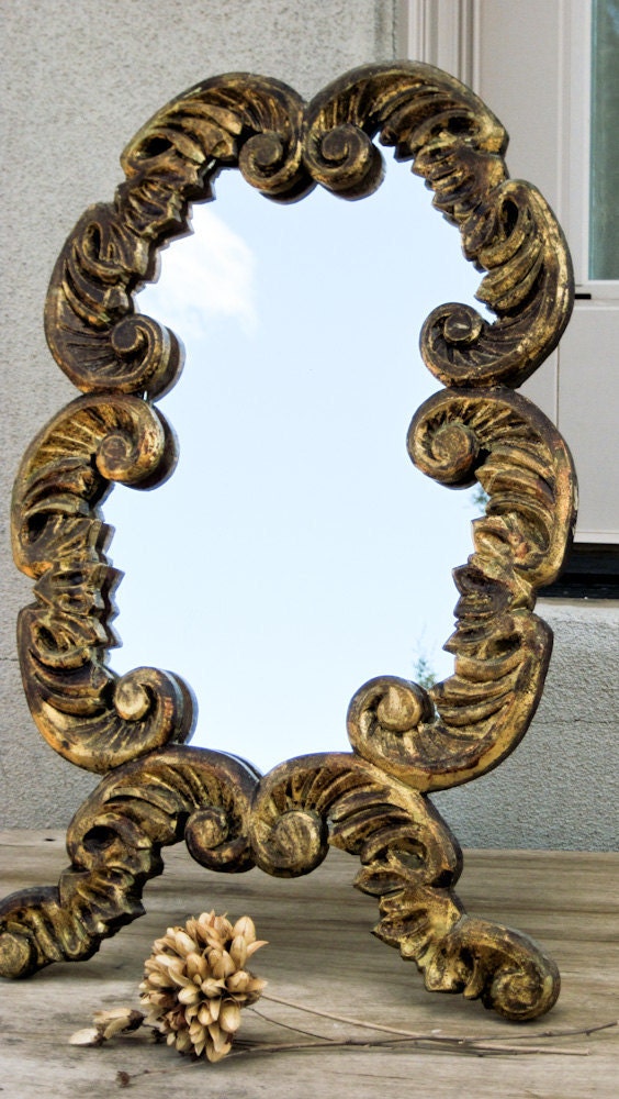 Mirror 14 x 21 Antique 1800s Hand Carved Tres Chic Domestic Shipping Included