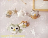 Baby Mobile - Owl Mobile - Nursery Mobile - Crib Mobile - Silver Gray Sage Green White Tan Soft theme (You can Choose your colors)