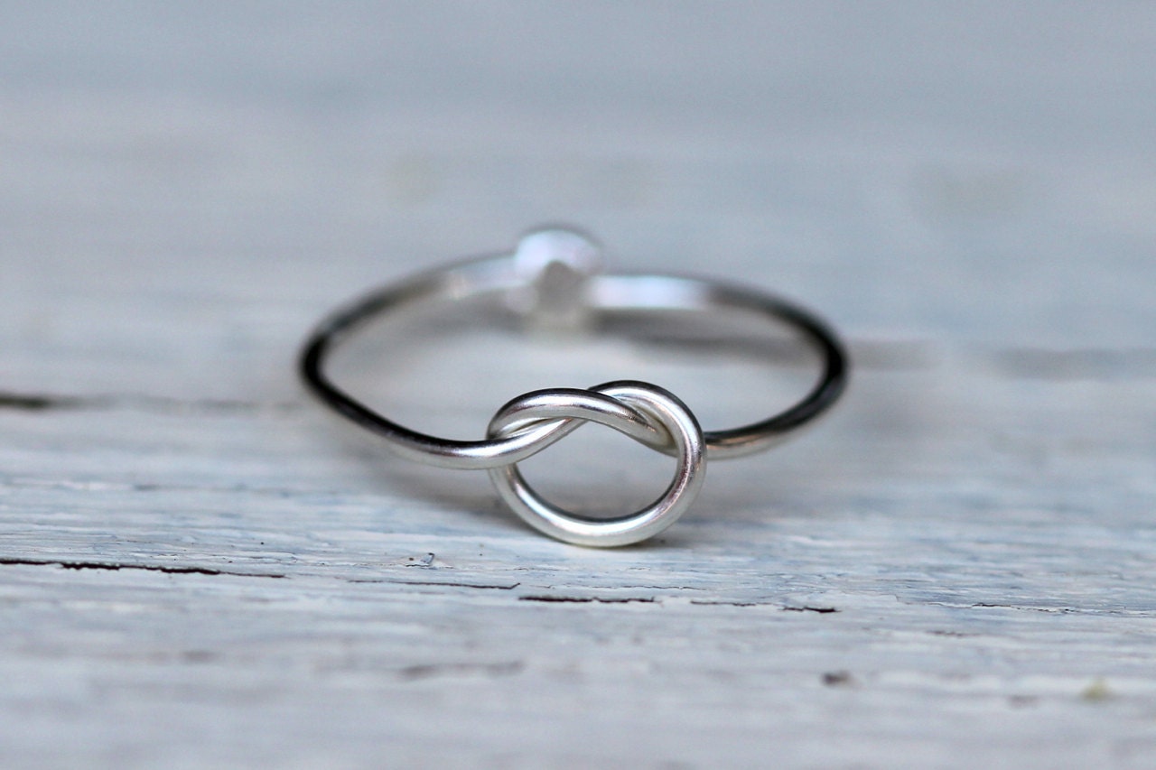 Infinity Ring : Tiny Delicate Silver Plated Wire Infinity Knot Ring, First Knuckle, Hand Bent, Friendship, Promise