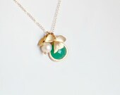 Personalized Initial Necklace, Orchid Necklace, Initial Charm, Mothers Necklace, Customized Jewelry, Friendship Necklace, Sister Necklace