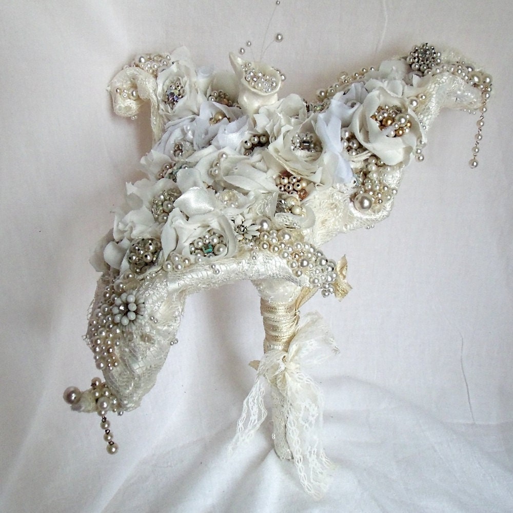 Wedding Jewelry Bouquet, Rhinestone Wedding Accessory, Calla Lily, avant garde, fantasy, Haute Couture