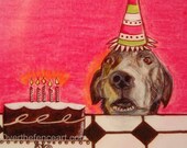 Black Labrador Cannot Wait for Birthday Cake home decor  animal wall art Greeting card Fine Art Birthday Card