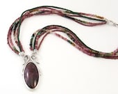 Beaded Necklace and a Graceful Silver and Rhodonite Pendant