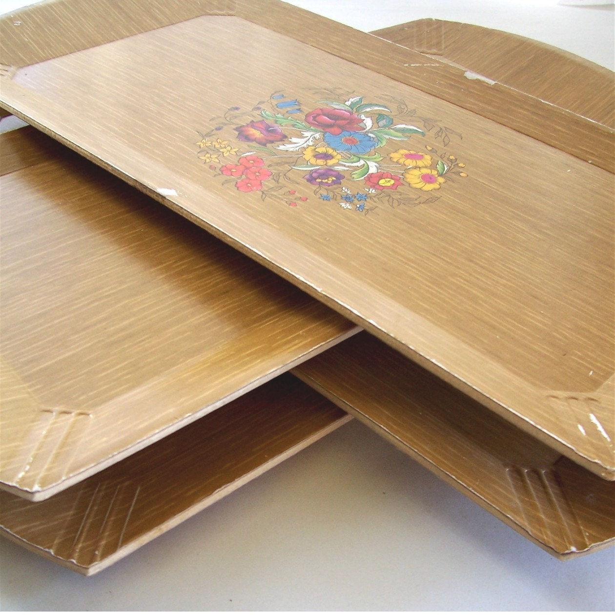 Vintage Serving Trays, Set Four Hasko Trays