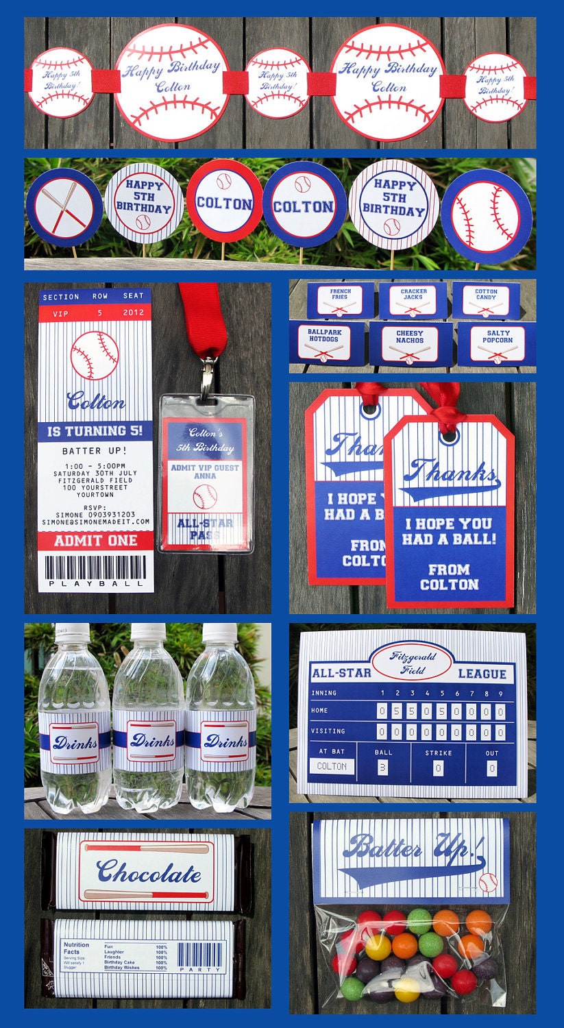Baseball Party Invitation & Printable Sport Party Collection, EDITABLE Text PDF file - you personalize at home with Adobe Reader