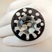 Original unique handmade, black, white, clear glass pebbles, wooden cocktail ring, art to wear - Mixed media jewelry by Lespetitsbuttons