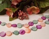 Multi-colored Mother of Pearl Bead Necklace in Bright Colors for Spring