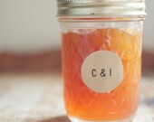48 Wedding Kraft Circle Initial Stickers Hand-Stamped for Favors and Envelope Seals (Custom)
