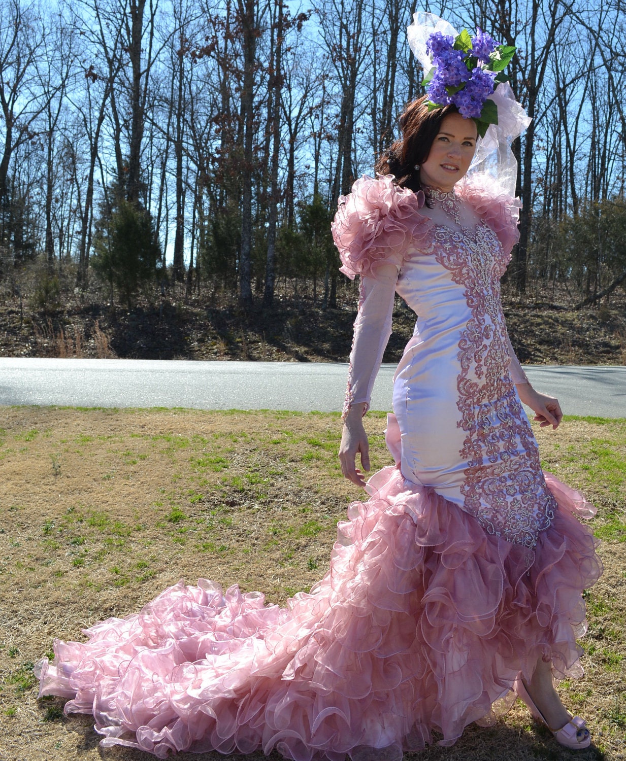 Vintage wedding dress,Mermaid, Victorian, Romantic, wedding gown, bridal, mermaid, mauve, goth, victorian, gown dress
