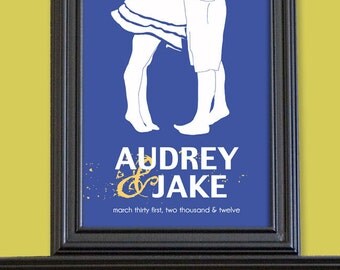 Personalized Wedding Gift, silhouette print, silhouettes, special dates - 11x14
