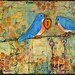 Wall Art Print Whimsical Bluebirds on a Wire 8X10 Lovelocks Couple Romantic