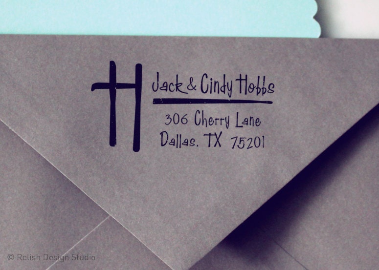 Personalized Custom Monogram Rubber Address Stamp-104