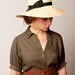 Panama Sun Hat - Natural Straw with Black Trim - Ladies Designer Hat