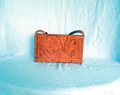 Hand Tooled Russet Leather Shoulder Bag