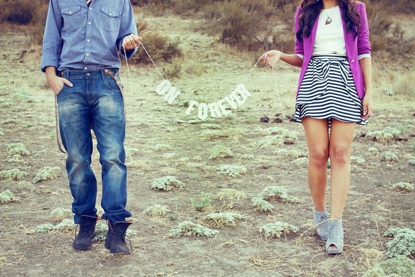 Rustic Engagement Sign/Banner/Photo Prop -We've Decided On Forever-Vintage Letters