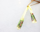 MOTHERS DAY Yellow green labyrinth geometric hand painted scarf batik modern contemporary art Hundertwasser unique