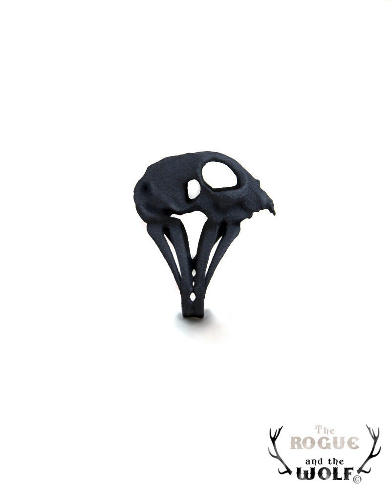 Black Cat Skull Ring, Kitten skull ring, Cat Lovers gift, Modern animal ring, cool ring for her and him, animal skull ring, animal jeweller