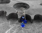 Sapphire Blue Silver Ear Cuff - Blue Tears of Joy by COGnitive Creations