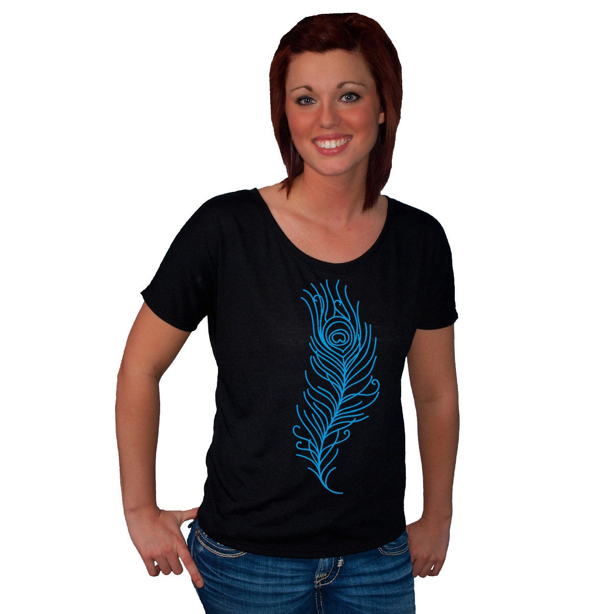 Peacock Feather Bella Flowy Simple T-shirt