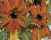 SALE--------Orange Flowers, Gerber Daisy, Stil Life, Gold Pot, Floral, Winjimir, Original, Oil Painting, gift, ebsq