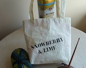 Recycled sail tote bag, bright floral lining, project bag