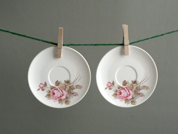 White Floral Melmac Saucers Set of Eight