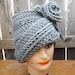 Crochet Hat Women Hat - OMBRETTA Cloche Hat in Gray with Flower - Womens Crochet Cloche Hat - Crochet Womens Hat - Custom Order