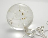 Bridal Necklace, Dandelion Seeds Resin and Silver Necklace, Small Dandelion Seeds Pendant