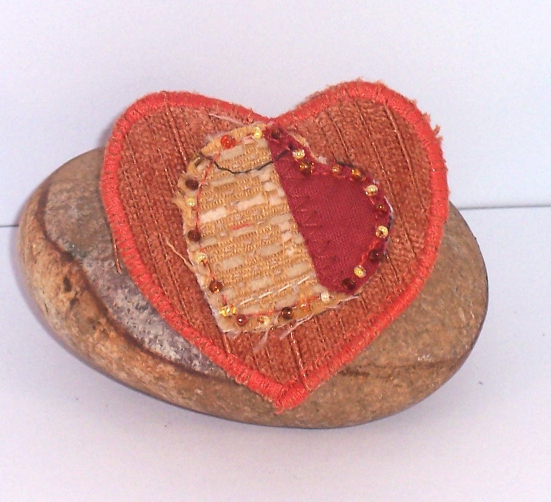 Textile art brooch - EB01