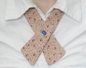 Womens Neck Tie - Red Tan & Blue Floral