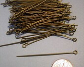50 35mm antique brass eyepins eye pins (lead and nickel free)