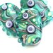 Green Marble - Handmade Lampwork Glass Bead Set in Green, Aqua and Lavender (3) OOAK