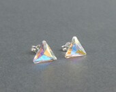 sweet super sparkly swarovski crystal triangle stud earrings