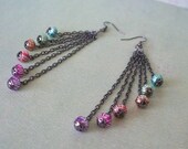Metalic Rainbow and Gun Metal Cascade Earrings