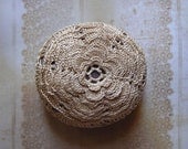 Holidays, Entertaining, Thanksgiving, Crochet Lace Stone, Original, Handmade, Nature, Table Decoration, Flower, Golden Beige, Brown