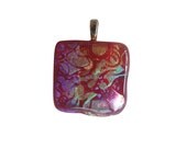 Red Magenta Dichroic Glass Pendant, Necklace,  Dichroic Jewelry, Fused Glass Jewelry